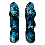 Blue And Black Digital Camo Print Muay Thai Shin Guard