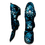 Blue And Black Digital Camo Print Muay Thai Shin Guard