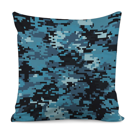 Blue And Black Digital Camo Print Pillow Cover