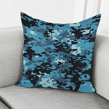Blue And Black Digital Camo Print Pillow Cover