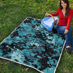 Blue And Black Digital Camo Print Quilt