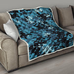 Blue And Black Digital Camo Print Quilt