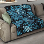 Blue And Black Digital Camo Print Quilt