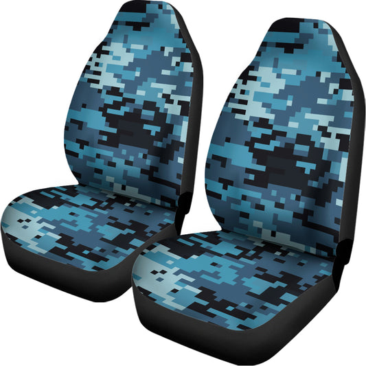 Blue And Black Digital Camo Print Universal Fit Car Seat Covers