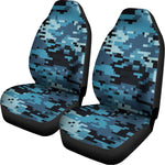 Blue And Black Digital Camo Print Universal Fit Car Seat Covers