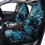 Blue And Black Digital Camo Print Universal Fit Car Seat Covers
