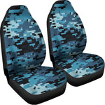 Blue And Black Digital Camo Print Universal Fit Car Seat Covers
