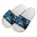Blue And Black Digital Camo Print White Slide Sandals