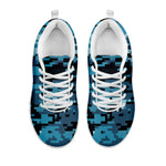 Blue And Black Digital Camo Print White Sneakers