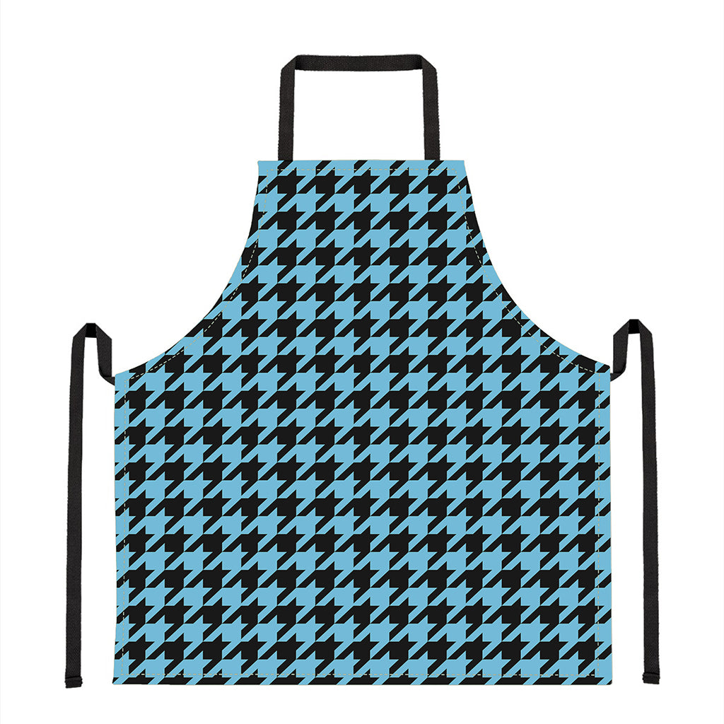 Blue And Black Houndstooth Pattern Print Apron