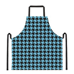 Blue And Black Houndstooth Pattern Print Apron