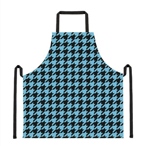 Blue And Black Houndstooth Pattern Print Apron