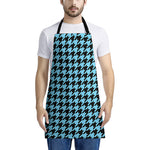 Blue And Black Houndstooth Pattern Print Apron