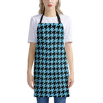 Blue And Black Houndstooth Pattern Print Apron