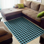 Blue And Black Houndstooth Pattern Print Area Rug