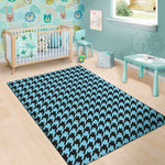 Blue And Black Houndstooth Pattern Print Area Rug