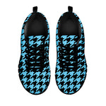 Blue And Black Houndstooth Pattern Print Black Sneakers