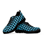 Blue And Black Houndstooth Pattern Print Black Sneakers