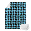 Blue And Black Houndstooth Pattern Print Blanket