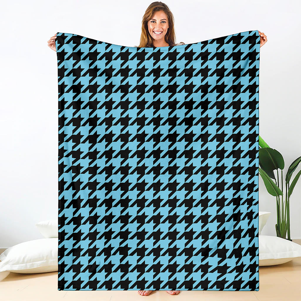 Blue And Black Houndstooth Pattern Print Blanket