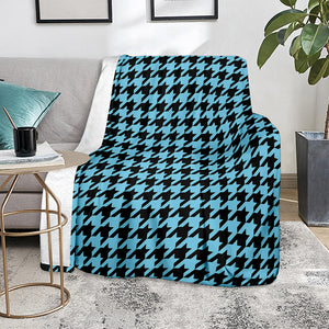 Blue And Black Houndstooth Pattern Print Blanket