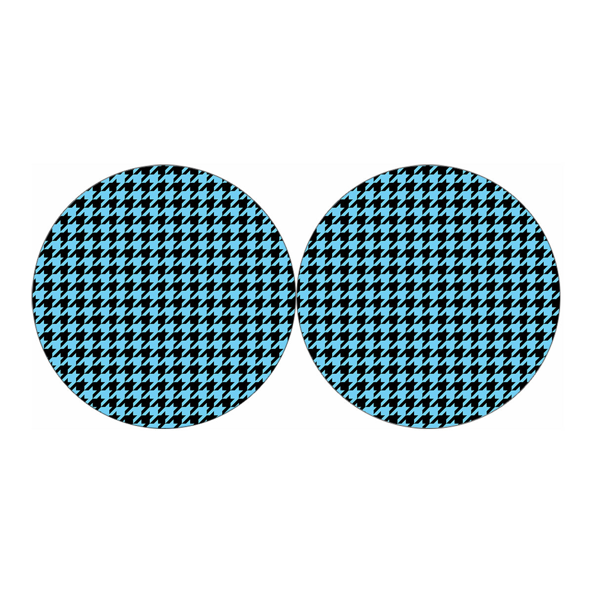Blue And Black Houndstooth Pattern Print Car Coasters