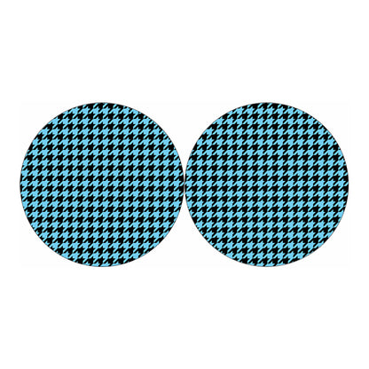 Blue And Black Houndstooth Pattern Print Car Coasters