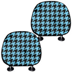 Blue And Black Houndstooth Pattern Print Car Headrest Covers