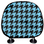 Blue And Black Houndstooth Pattern Print Car Headrest Covers
