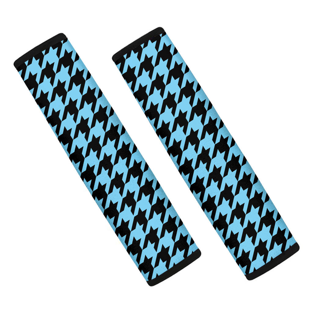 Blue And Black Houndstooth Pattern Print Car Seat Belt Covers