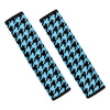 Blue And Black Houndstooth Pattern Print Car Seat Belt Covers