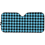 Blue And Black Houndstooth Pattern Print Car Sun Shade