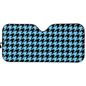 Blue And Black Houndstooth Pattern Print Car Sun Shade