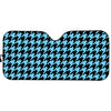 Blue And Black Houndstooth Pattern Print Car Sun Shade