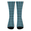 Blue And Black Houndstooth Pattern Print Crew Socks