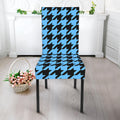 Blue And Black Houndstooth Pattern Print Dining Chair Slipcover