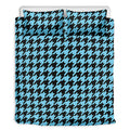 Blue And Black Houndstooth Pattern Print Duvet Cover Bedding Set