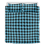 Blue And Black Houndstooth Pattern Print Duvet Cover Bedding Set