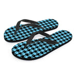 Blue And Black Houndstooth Pattern Print Flip Flops