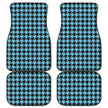 Blue And Black Houndstooth Pattern Print Front and Back Car Floor Mats