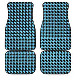 Blue And Black Houndstooth Pattern Print Front and Back Car Floor Mats