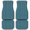 Blue And Black Houndstooth Pattern Print Front and Back Car Floor Mats