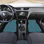 Blue And Black Houndstooth Pattern Print Front and Back Car Floor Mats