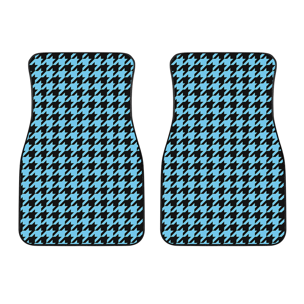 Blue And Black Houndstooth Pattern Print Front Car Floor Mats