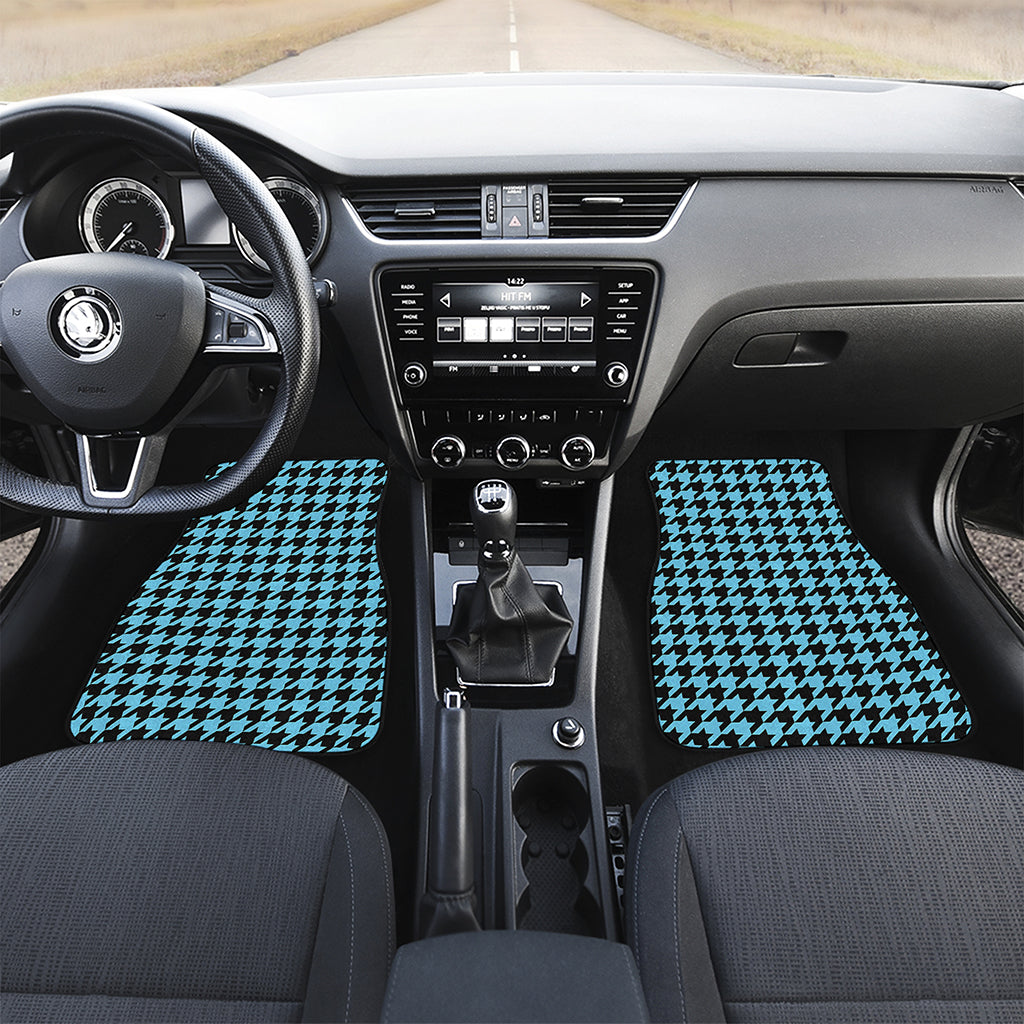 Blue And Black Houndstooth Pattern Print Front Car Floor Mats