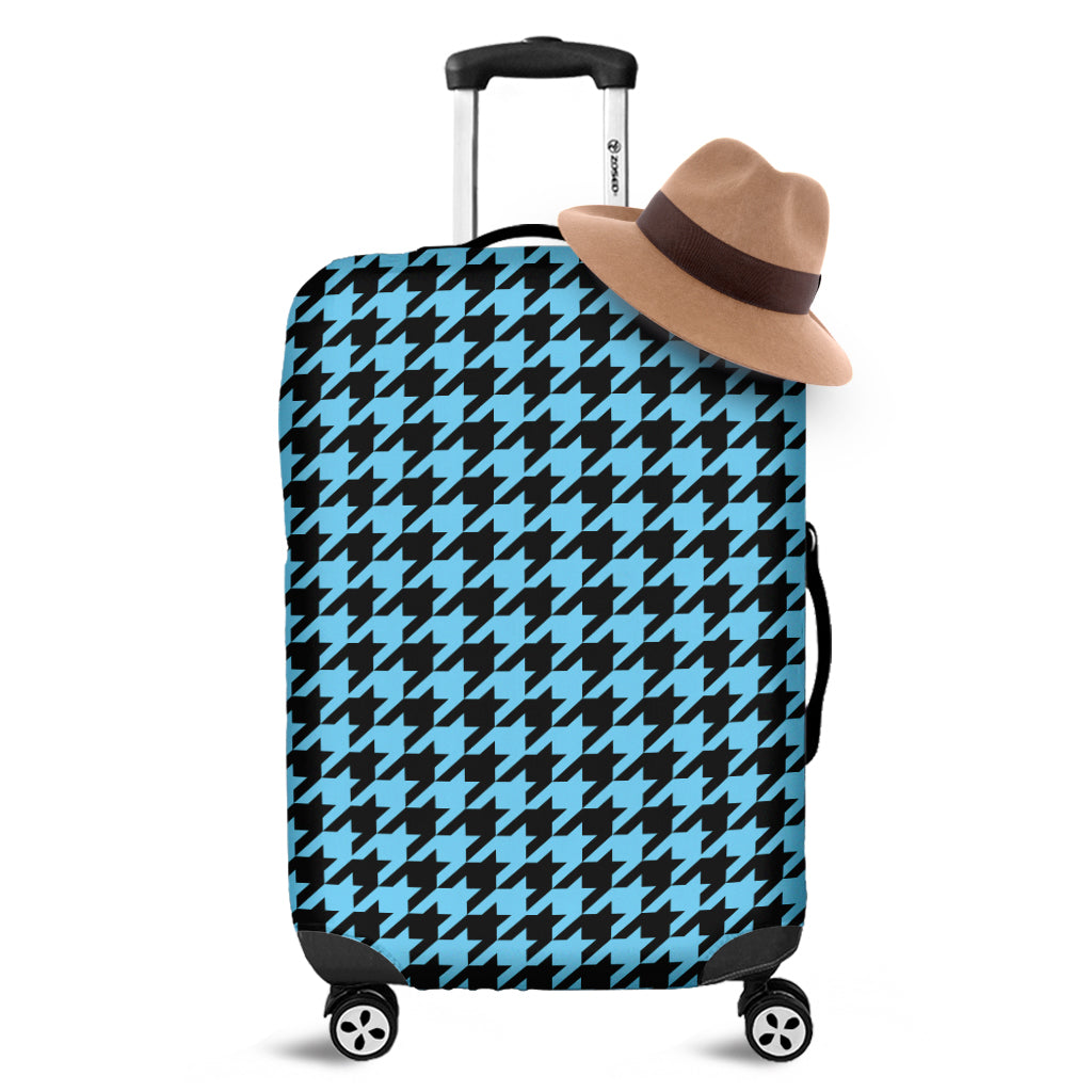 Blue And Black Houndstooth Pattern Print Luggage Cover