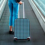 Blue And Black Houndstooth Pattern Print Luggage Cover