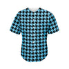 Blue And Black Houndstooth Pattern Print Men's Baseball Jersey