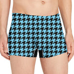 Blue And Black Houndstooth Pattern Print Men's Boxer Briefs