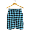Blue And Black Houndstooth Pattern Print Men's Shorts